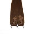 Straight Brown Color Customized Thread Knotted Tied Hair Extensions Human Virgin Remy Hair